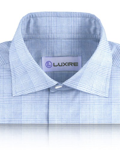 Light Blue and White Tattersall Checks