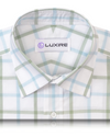 Sky Blue and Green Checks on White Shirt