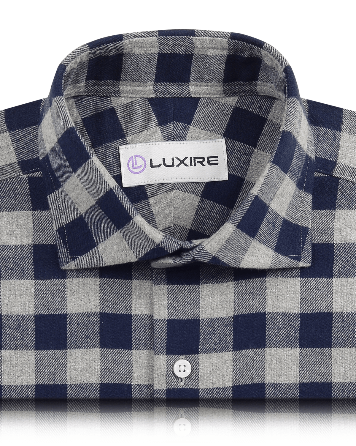 Silver Grey Navy Gingham Flannel - 2