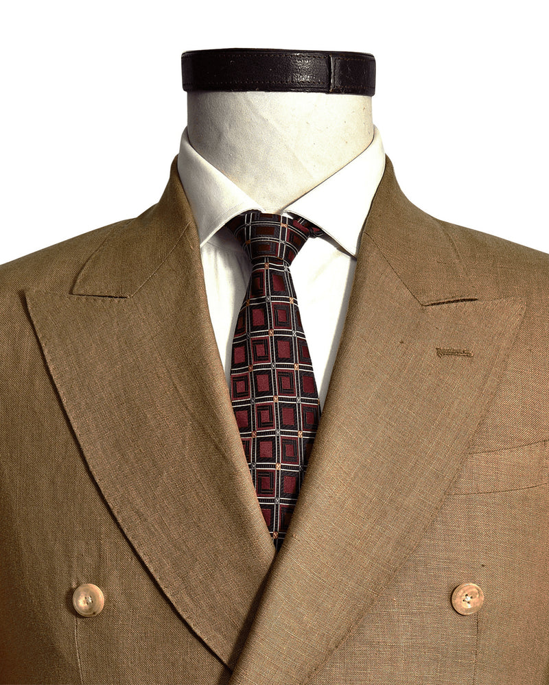 Linen Fresco Golden Brown Double Breasted Jacket