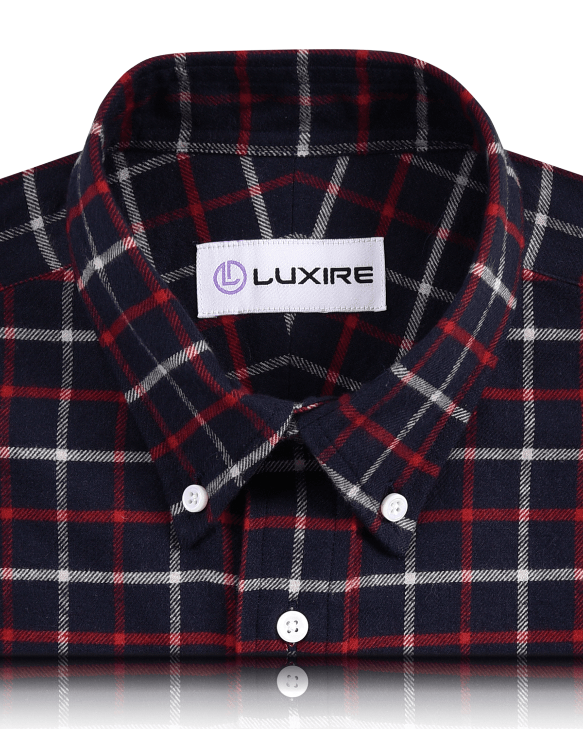 Red White on Navy Tattersall Twill Flannel - 2