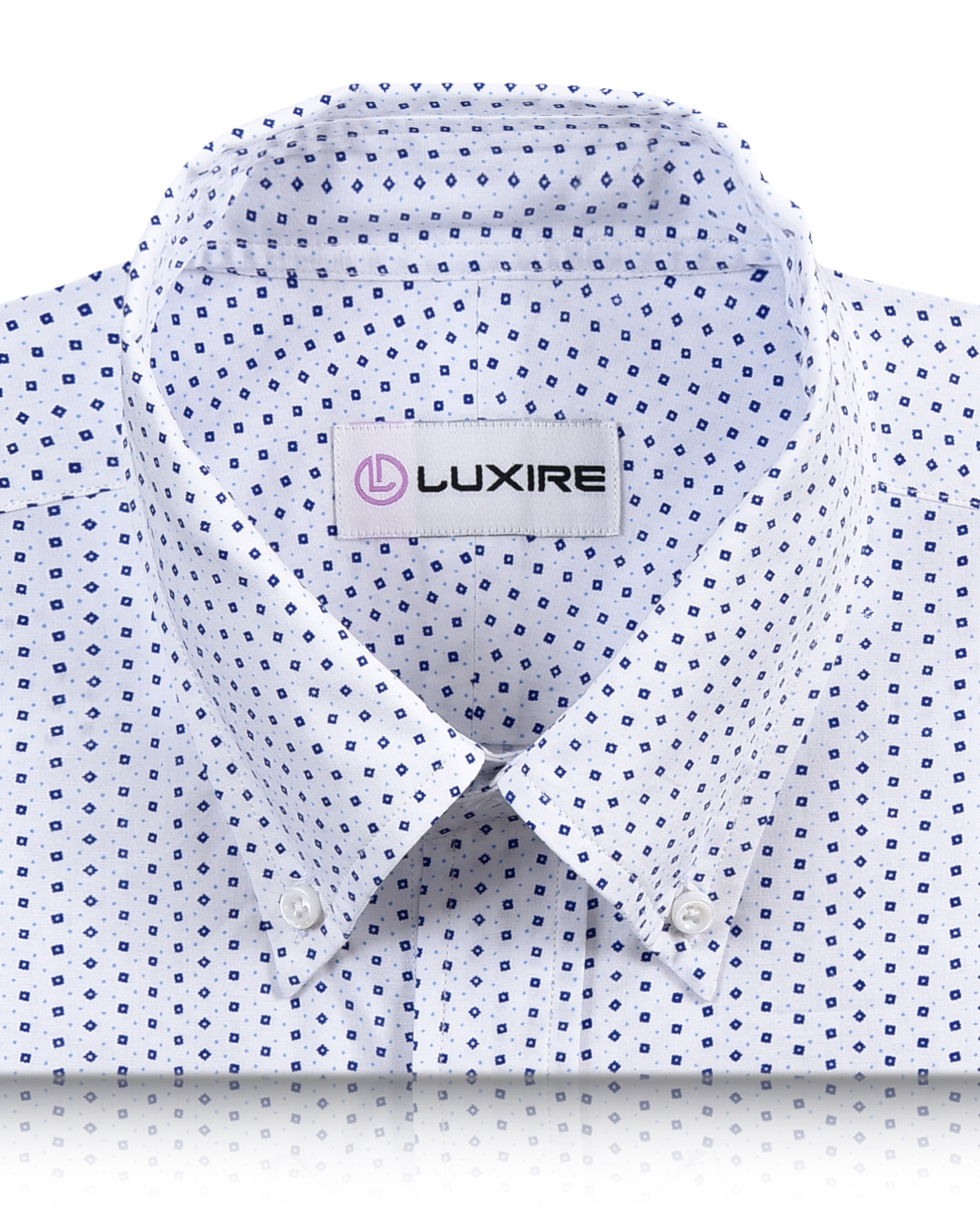 Print: Blue Flower on White Printed Shirt - 2