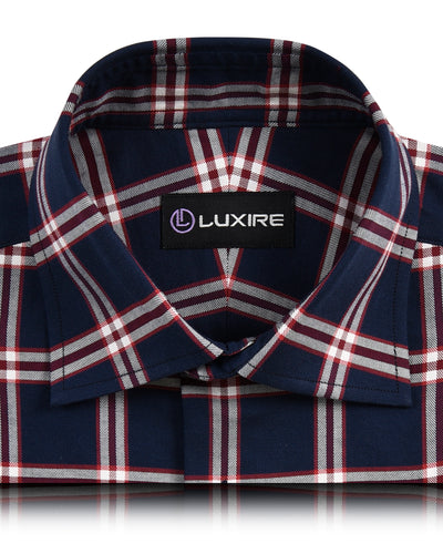 Red Navy Big  Tattersall Casual Shirt