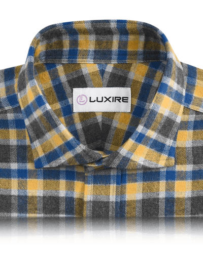 Flannel: Yellow Blue Grey Herringbone Checks