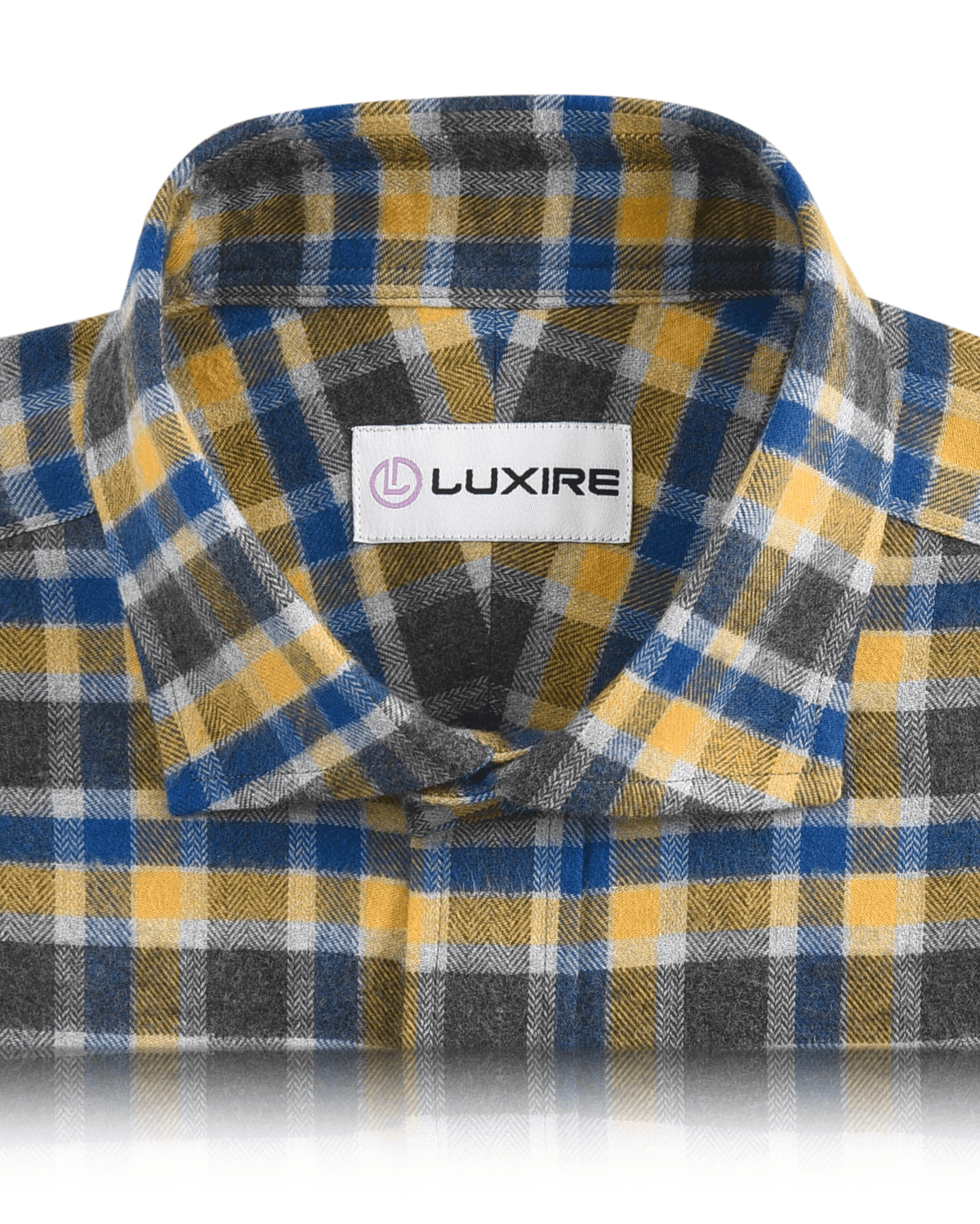 Yellow Blue Grey Herringbone Checks Work Shirt - 2