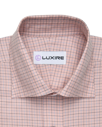 Blue Black Tattersall Checks On Peach