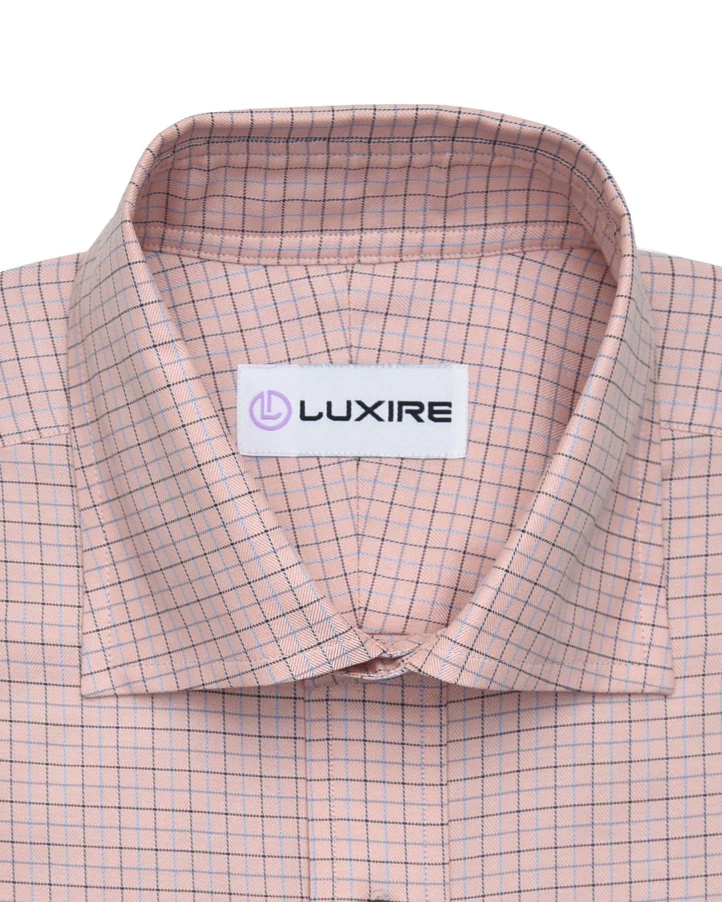 Blue Black Tattersall Checks On Peach