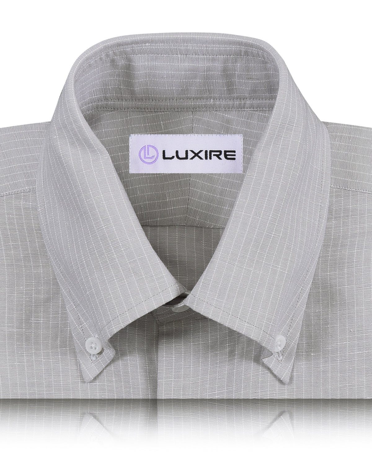 Cotton Linen: Grey Hairline Stripes On White - 2