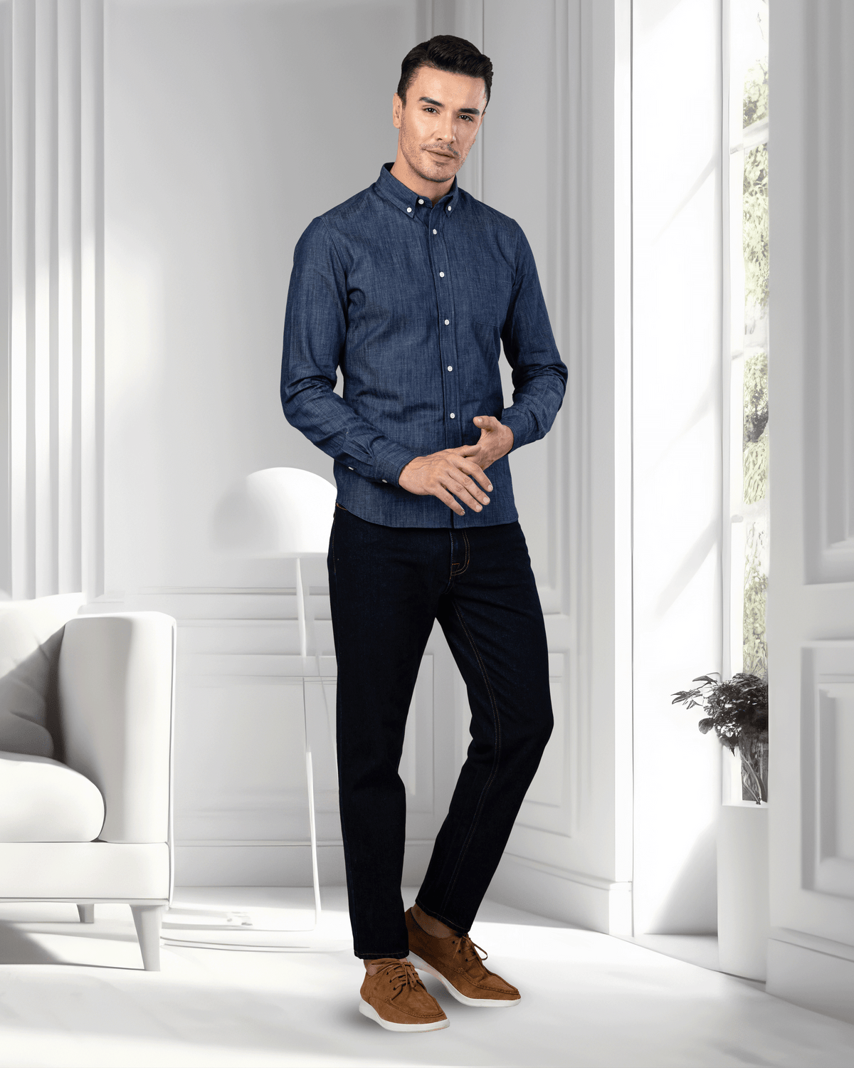 Dark Blue Denim Shirt - 2