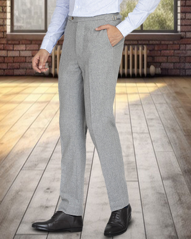 Grey Wool Flannel Pant - 1