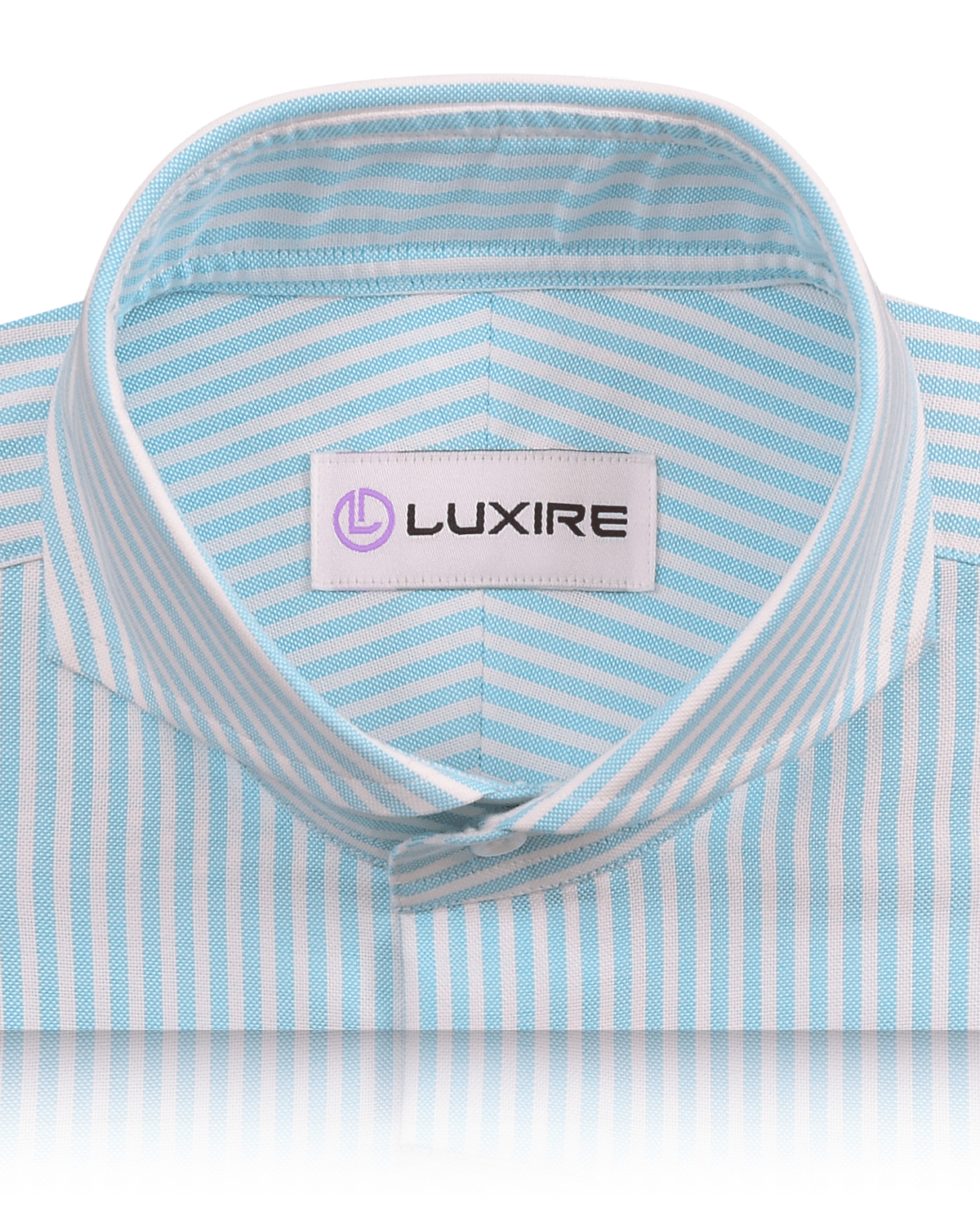 Ferozi Blue on White University Stripes Wrinkle Resistant Oxford Shirt - 2
