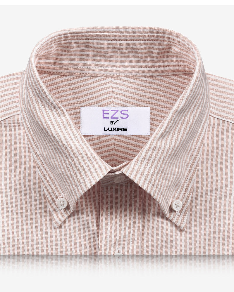 EZS Pale Orange University Stripes Oxford Shirt