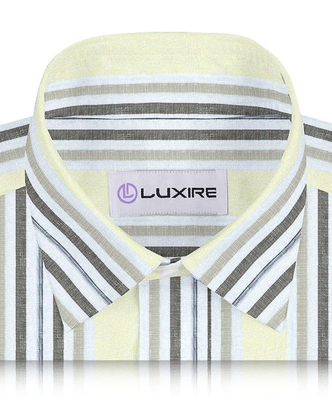 Pale Yellow Brown Stripes Linen - 2