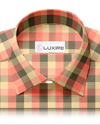 Orange Olive Tan Windowpane Twill Flannel