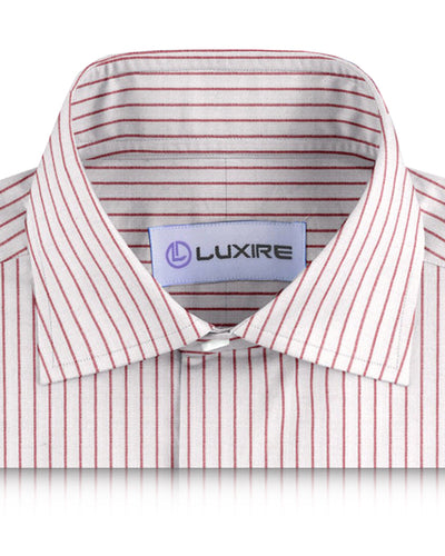 Pullover Shirt in White Red Pin Stripes Linen