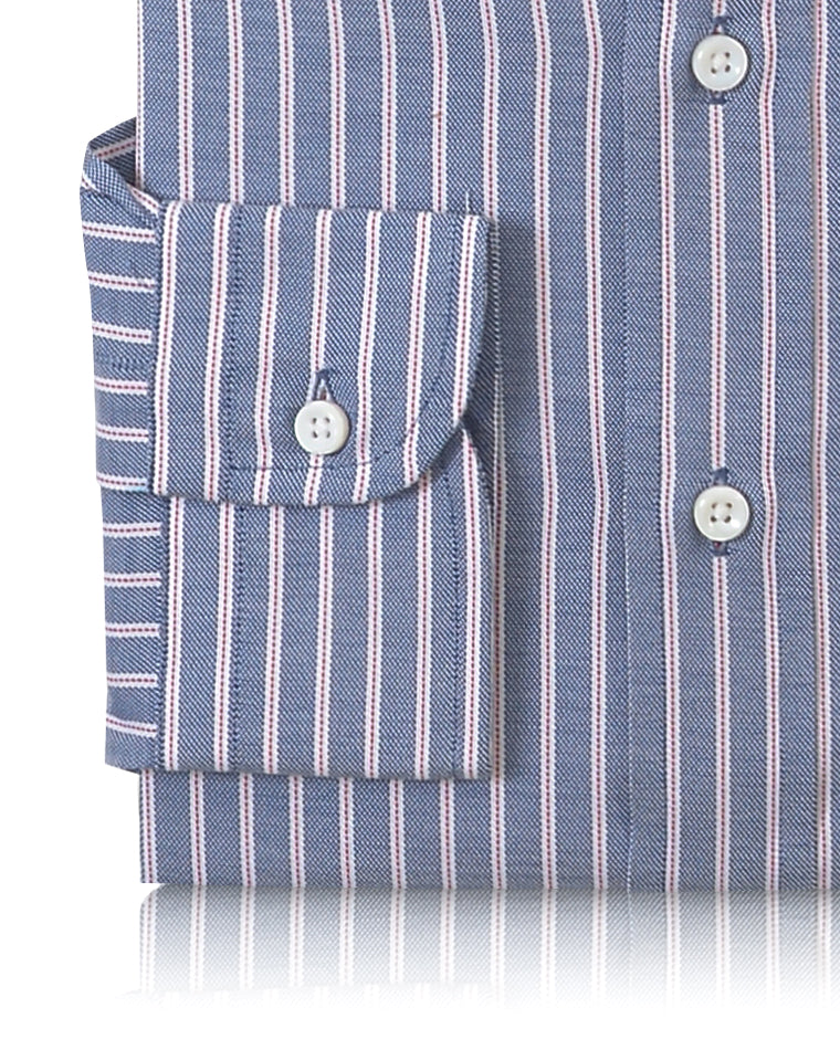 Navy Awning Red Pinstripes Oxford - 3