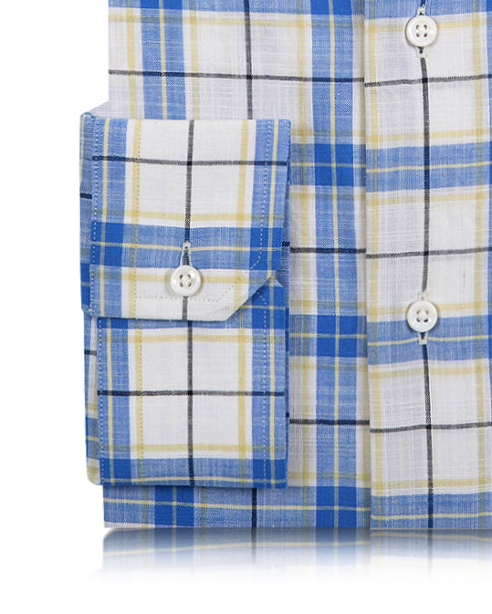 Checks: Blue White Plaid Chambray - 3