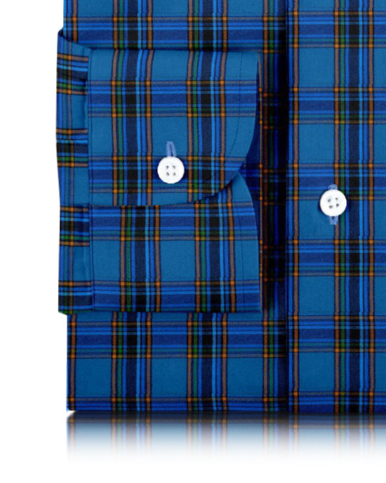 Blue Black Dark Orange Green Tartan Checks - 3
