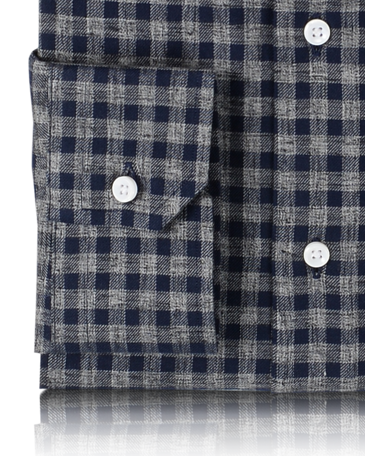 Grey Navy Tattersall Twill Checks - 3