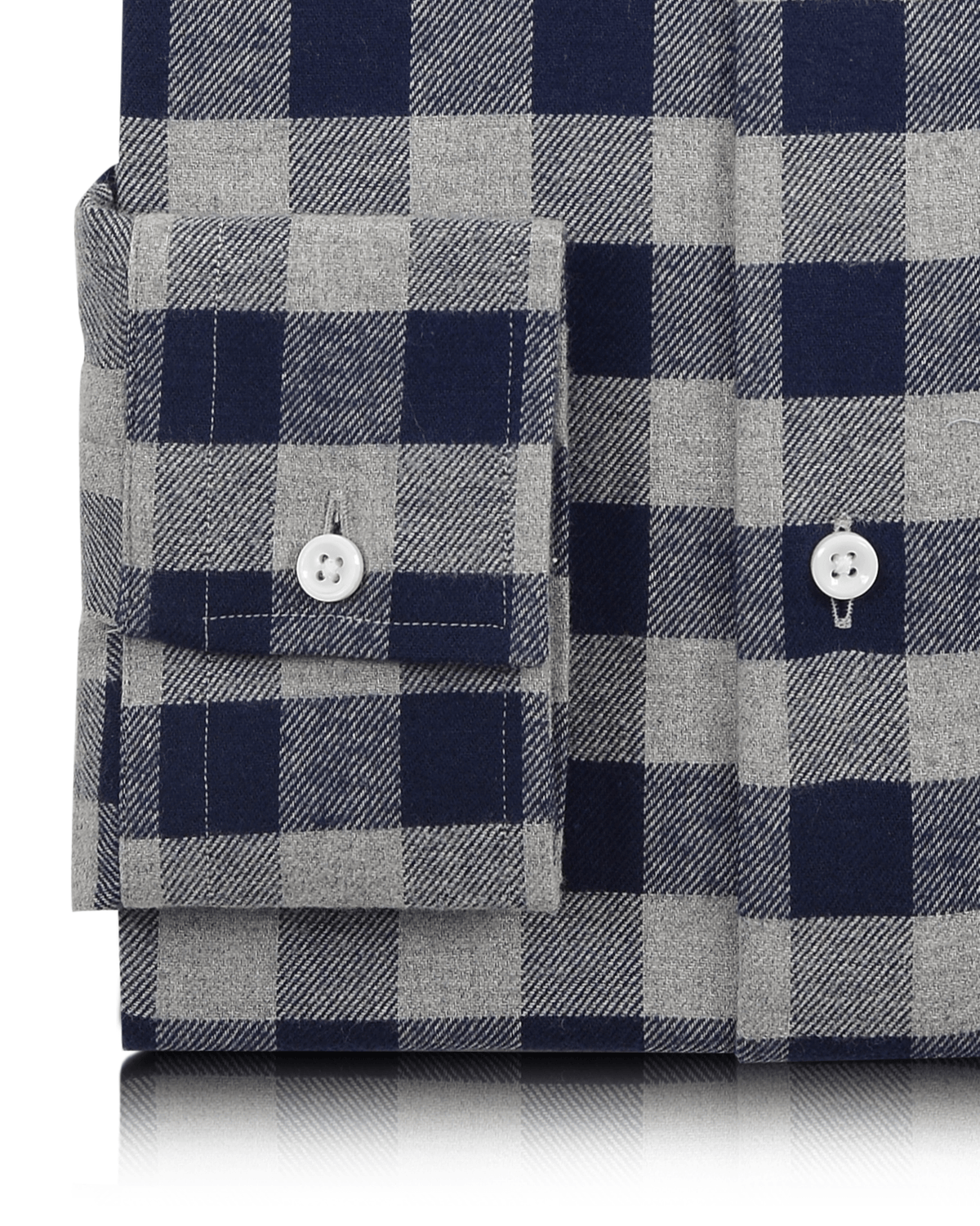 Silver Grey Navy Gingham Flannel - 3