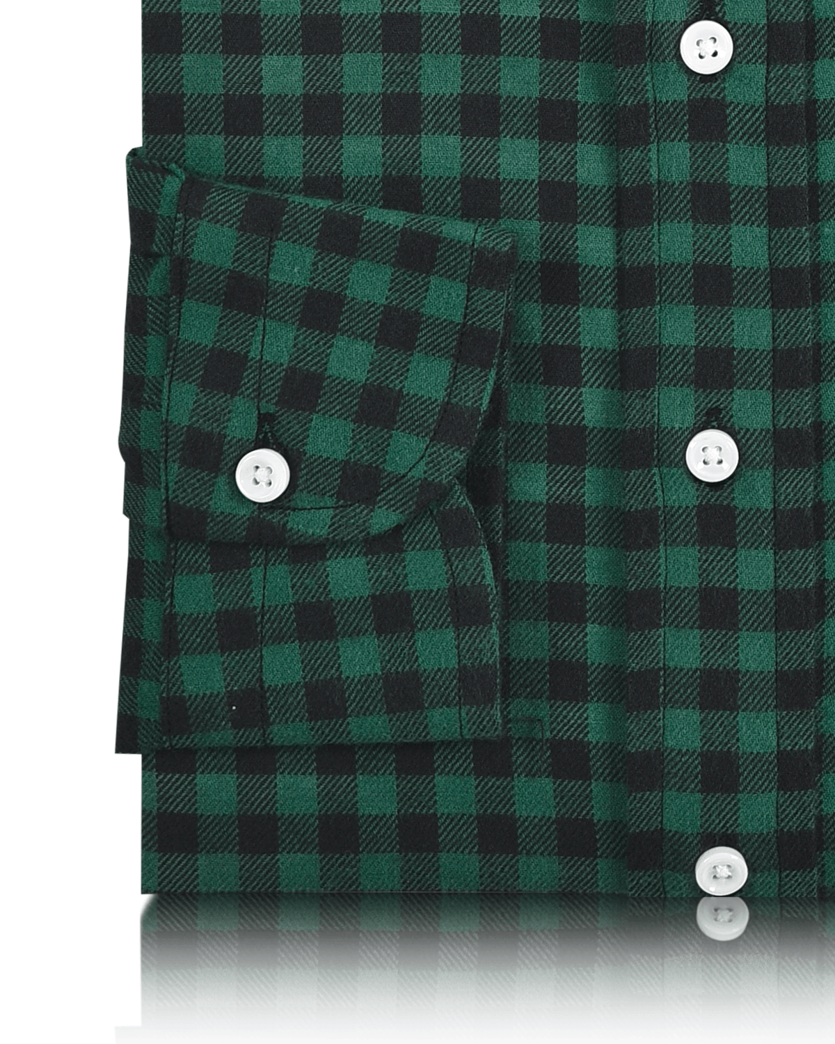 Green Black Gingham Twill Flannel Shirt - 3