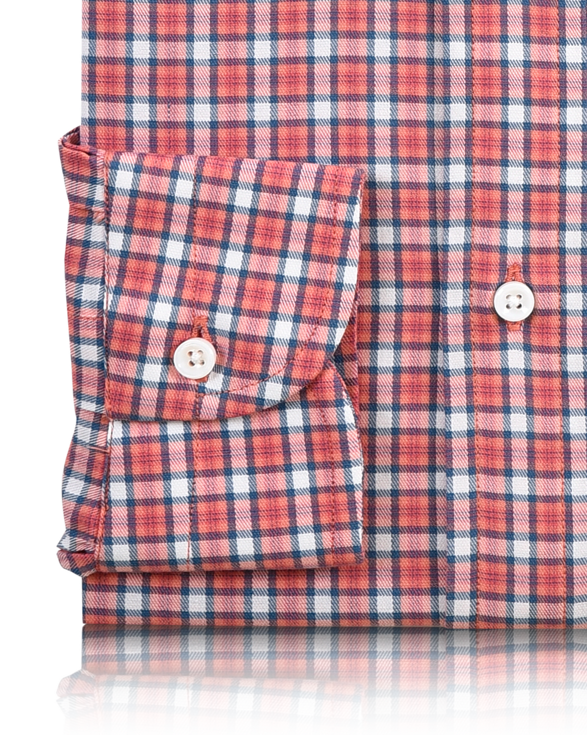 Peach Blue Twill Checks Shirt - 3