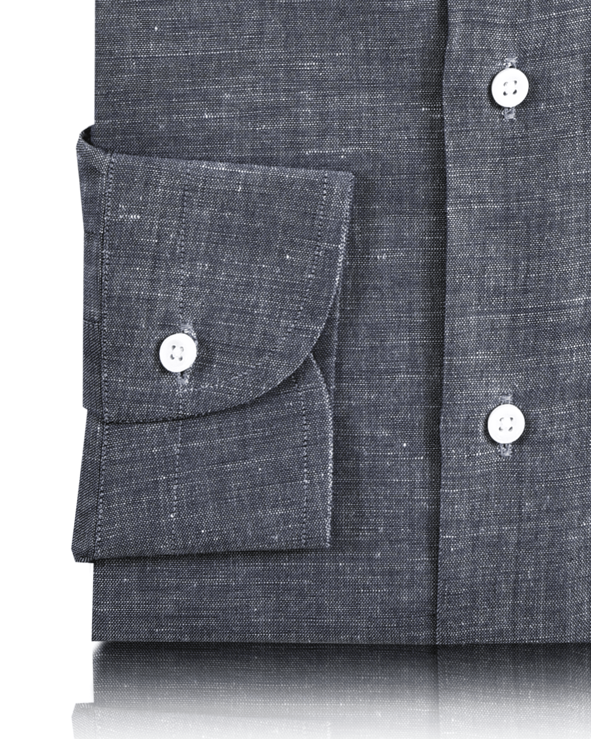 Cotton Linen: Greyish Navy Chambray - 3