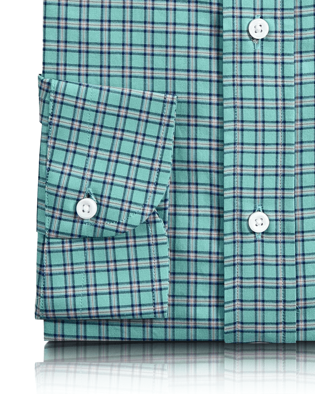 Blue Green Gingham Checks Oxford - 3