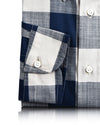 Dark Blue Cream Large Gingham Checks