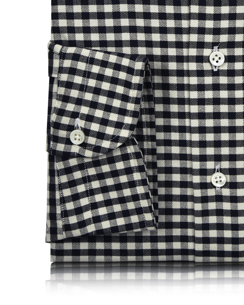 Dark Navy Ecru Gingham Shirt