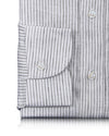 Linen: Olive Green Pin Stripes On White Shirt