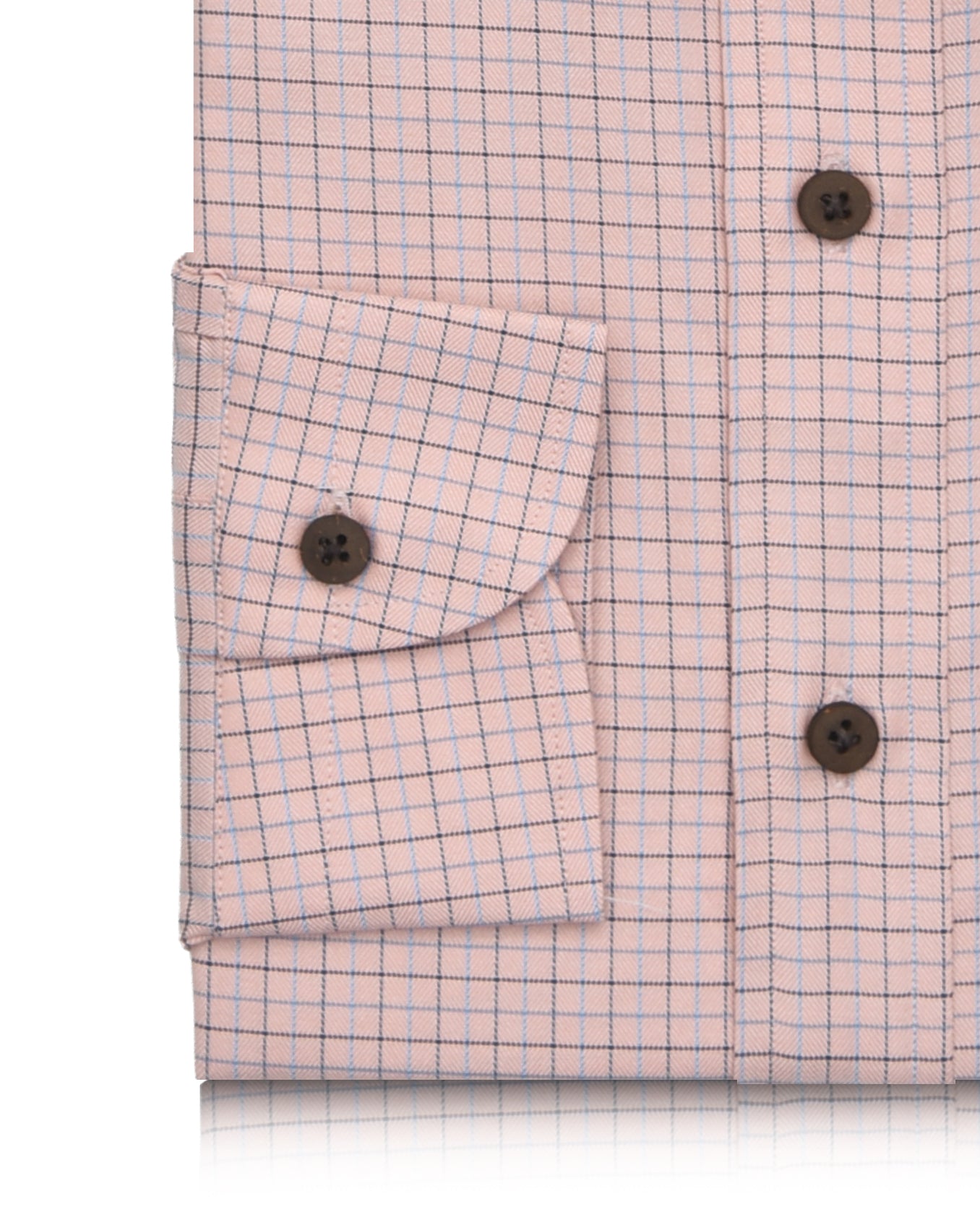 Blue Black Tattersall Checks On Peach