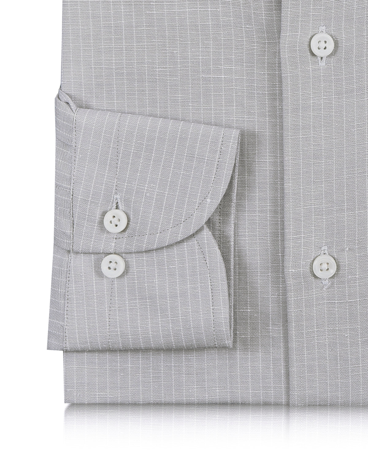Cotton Linen: Grey Hairline Stripes On White - 3