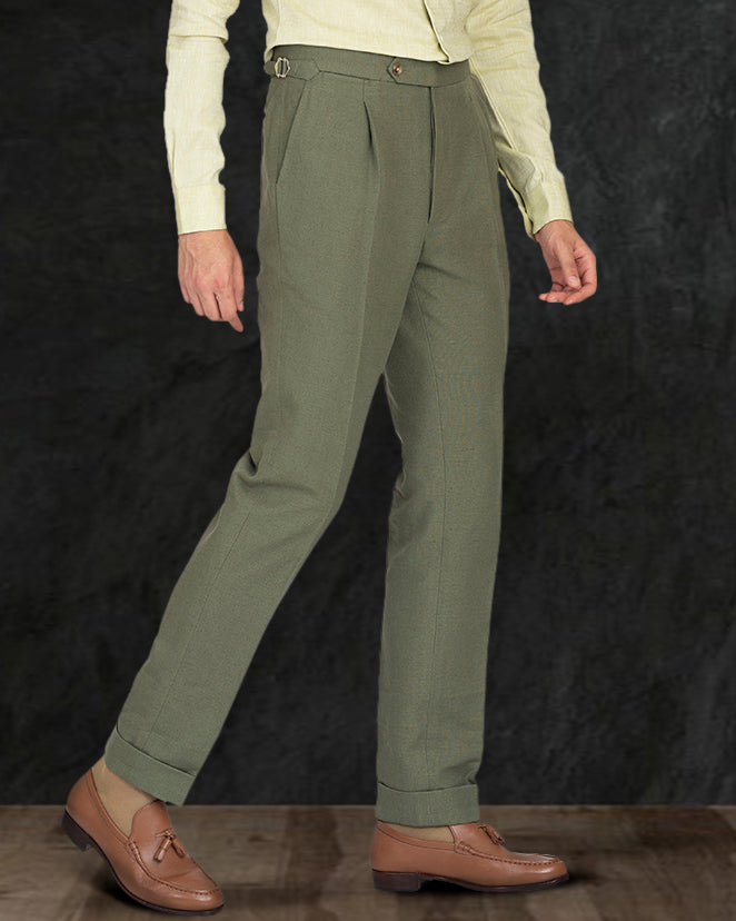 Linen Cotton Canvas: Olive Pant - 1