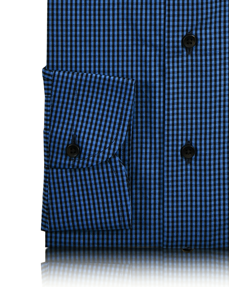 Black and Blue Micro Gingham Checks Shirt