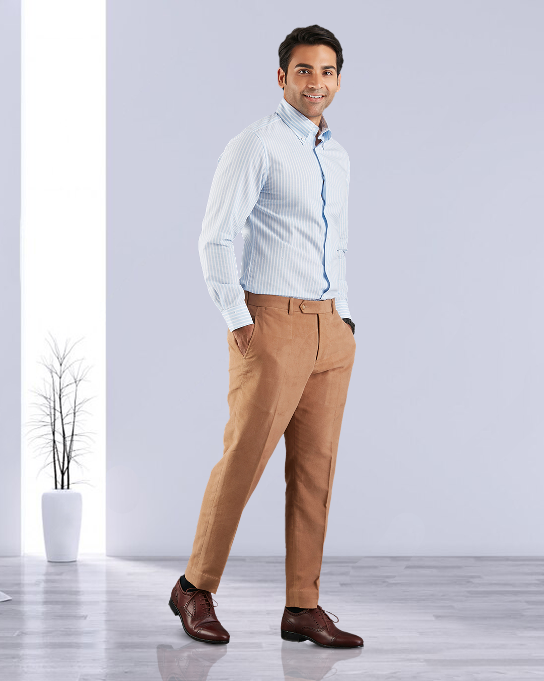 Zegna Camel Brown Cashco Moleskin Dress Pant - 5