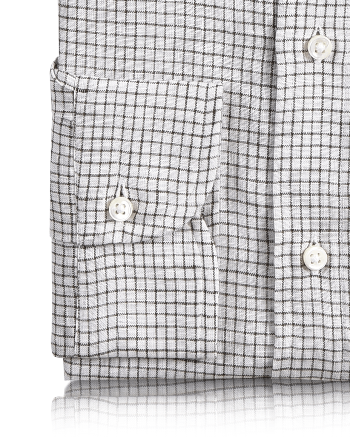 Linen: Olive Green Graph Checks On White - 3