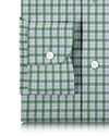 Linen: Green Blue Checks On White