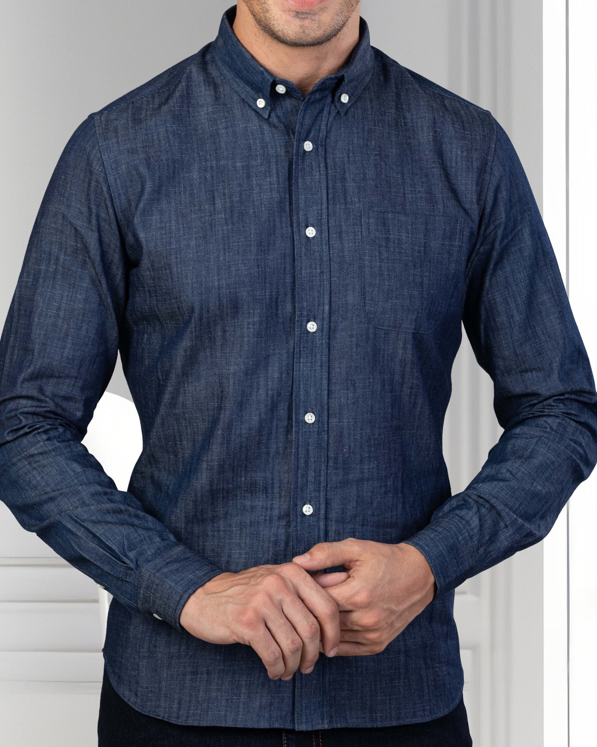 Dark Blue Denim Shirt - 1