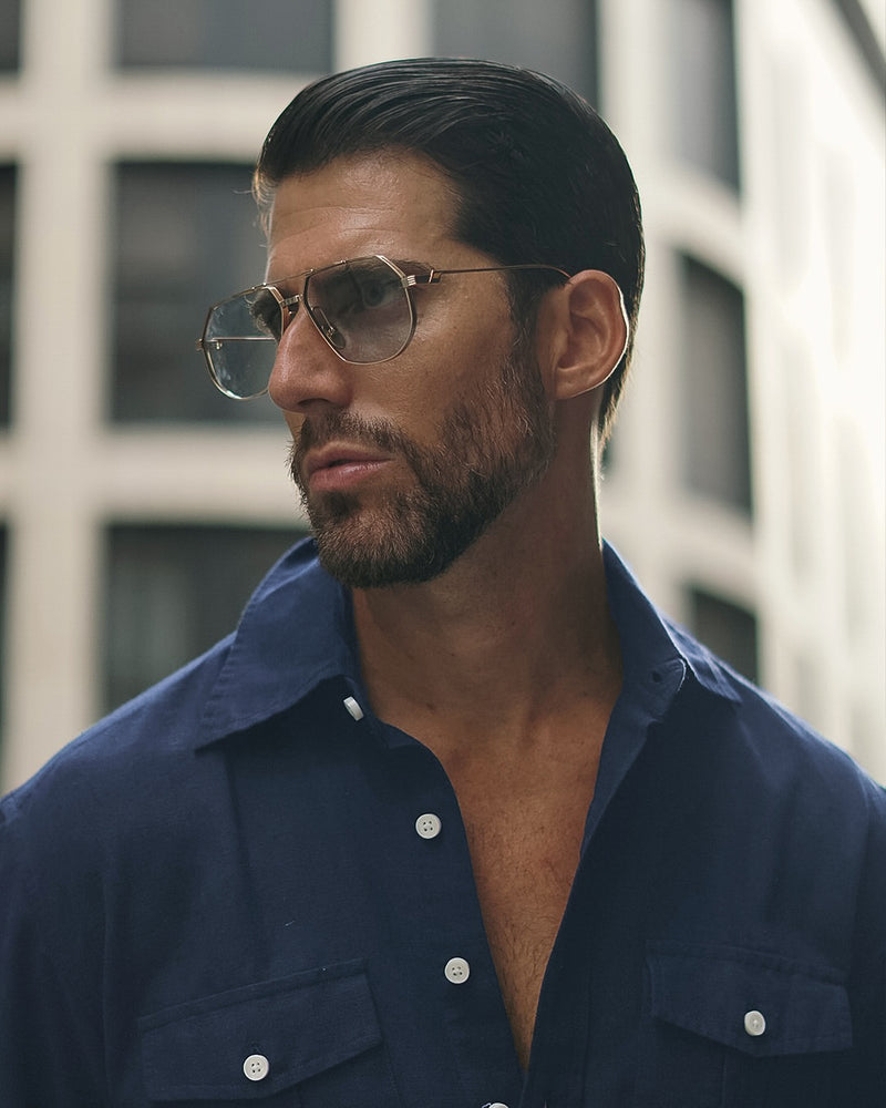 Navy Blue Linen Summer Shirt