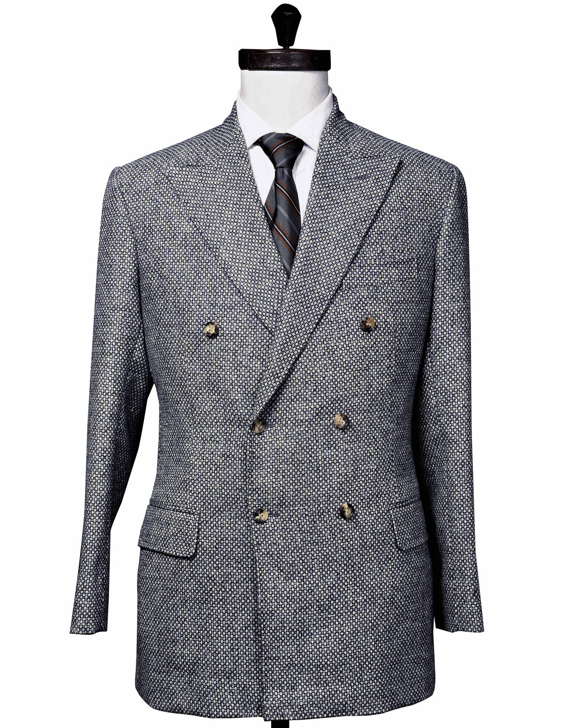 Dugdale Light Grey & Blue Tweed  Double Breasted Jacket - 1