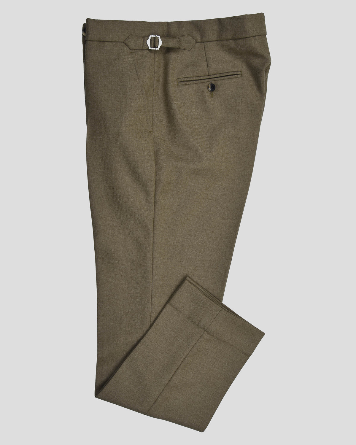 Dugdale Olive Beige Wool Flannel Dress Pant - 1