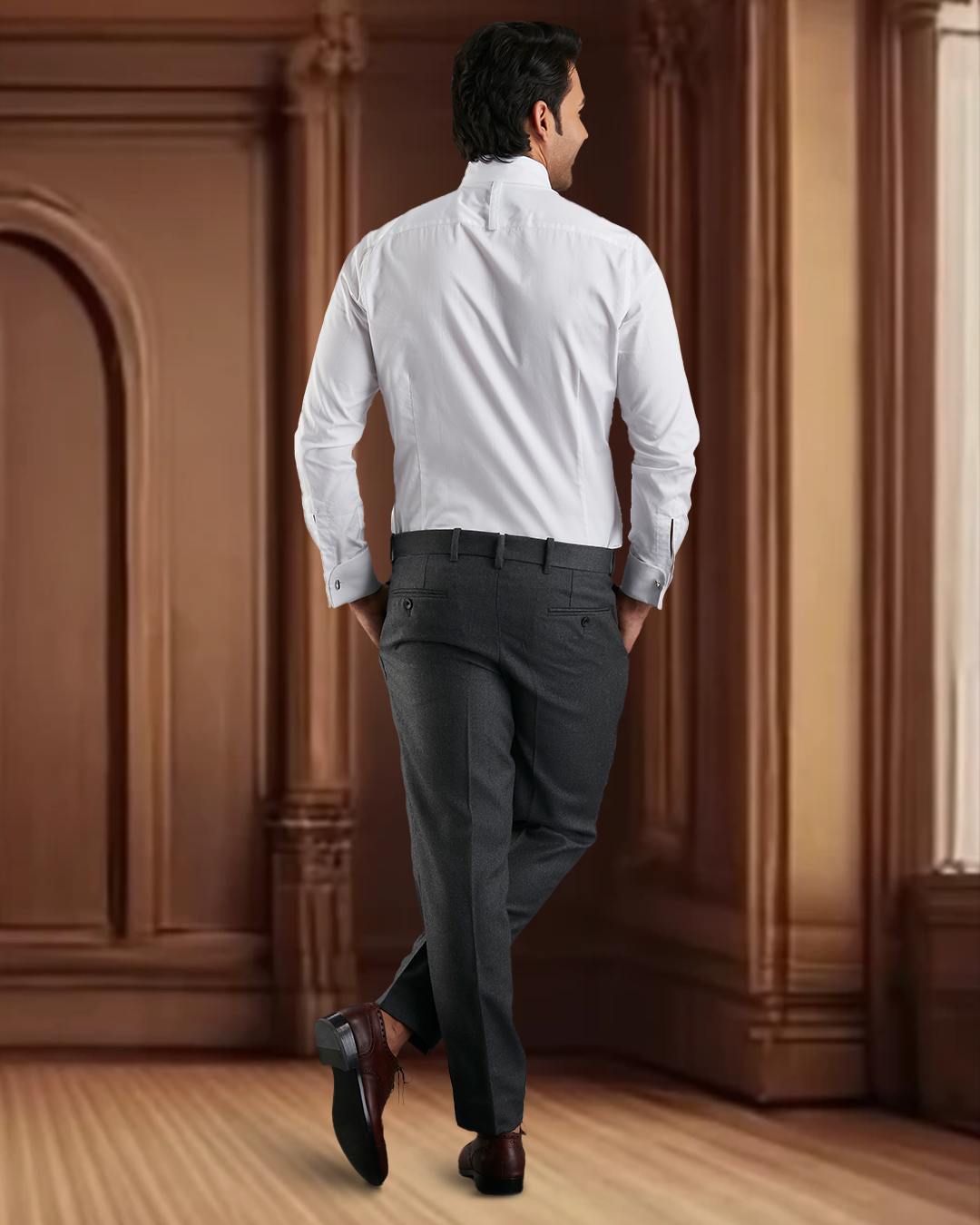 Dugdale Dark Grey Wool Flannel Dress Pant - 7