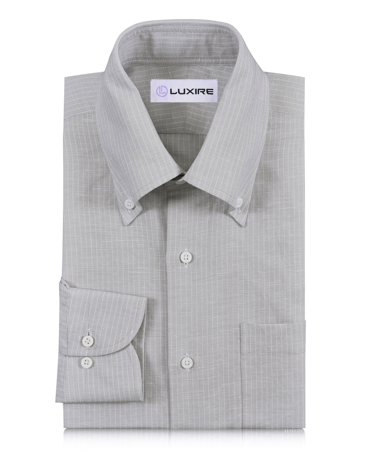 Cotton Linen: White Hairline Stripes On Grey - 1