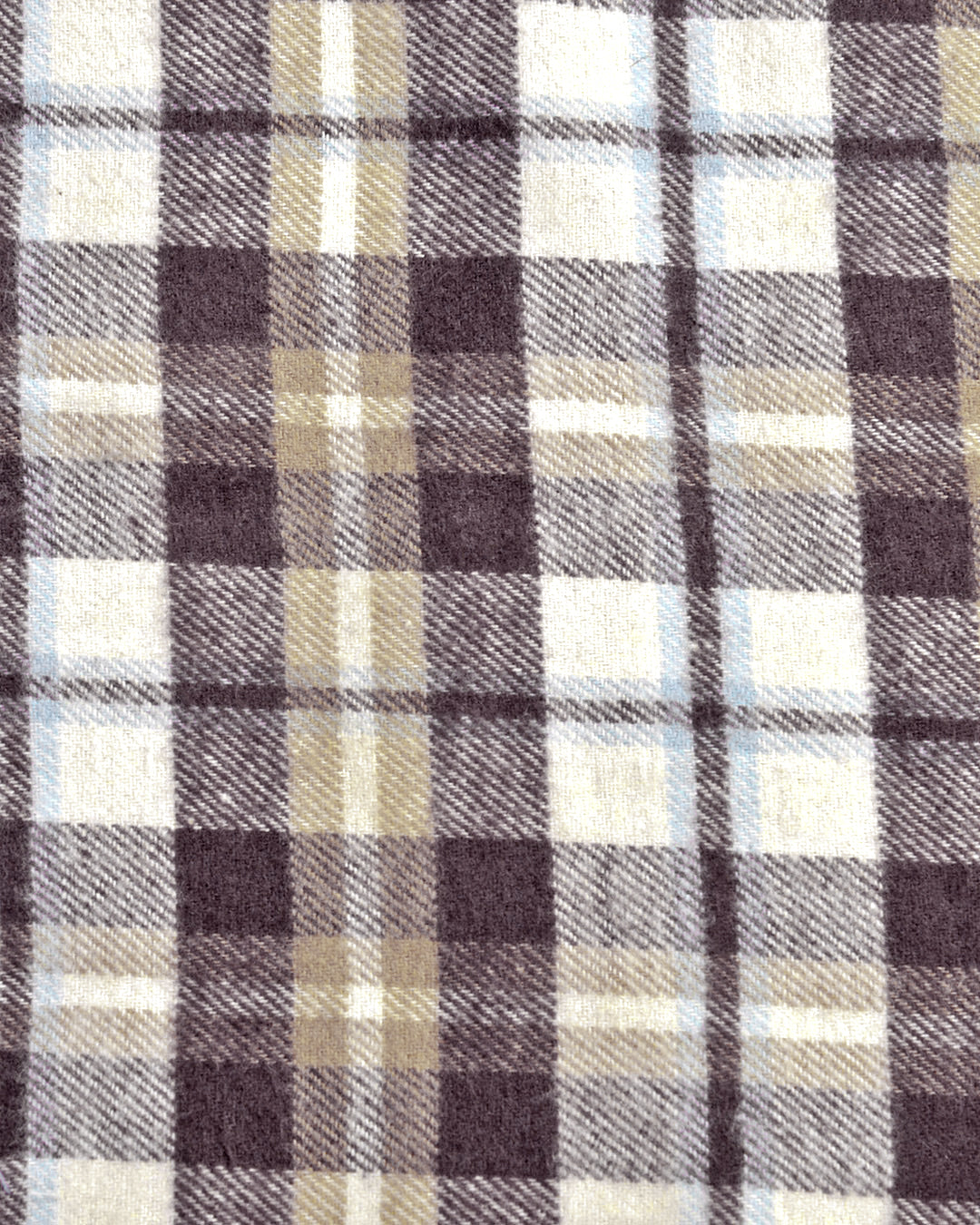 Brown Tan White Twill Flannel Work Shirt - 4