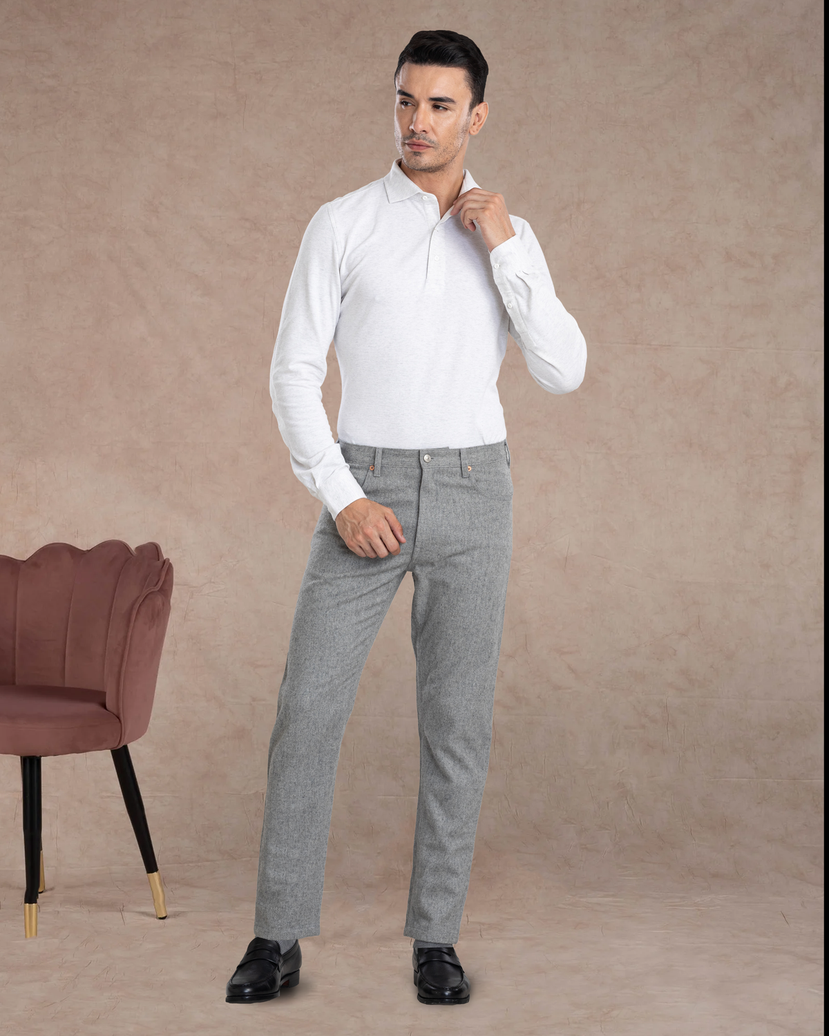 Grey Wool Jeans - 2
