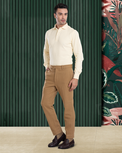 Camel Wool Flannel Pant