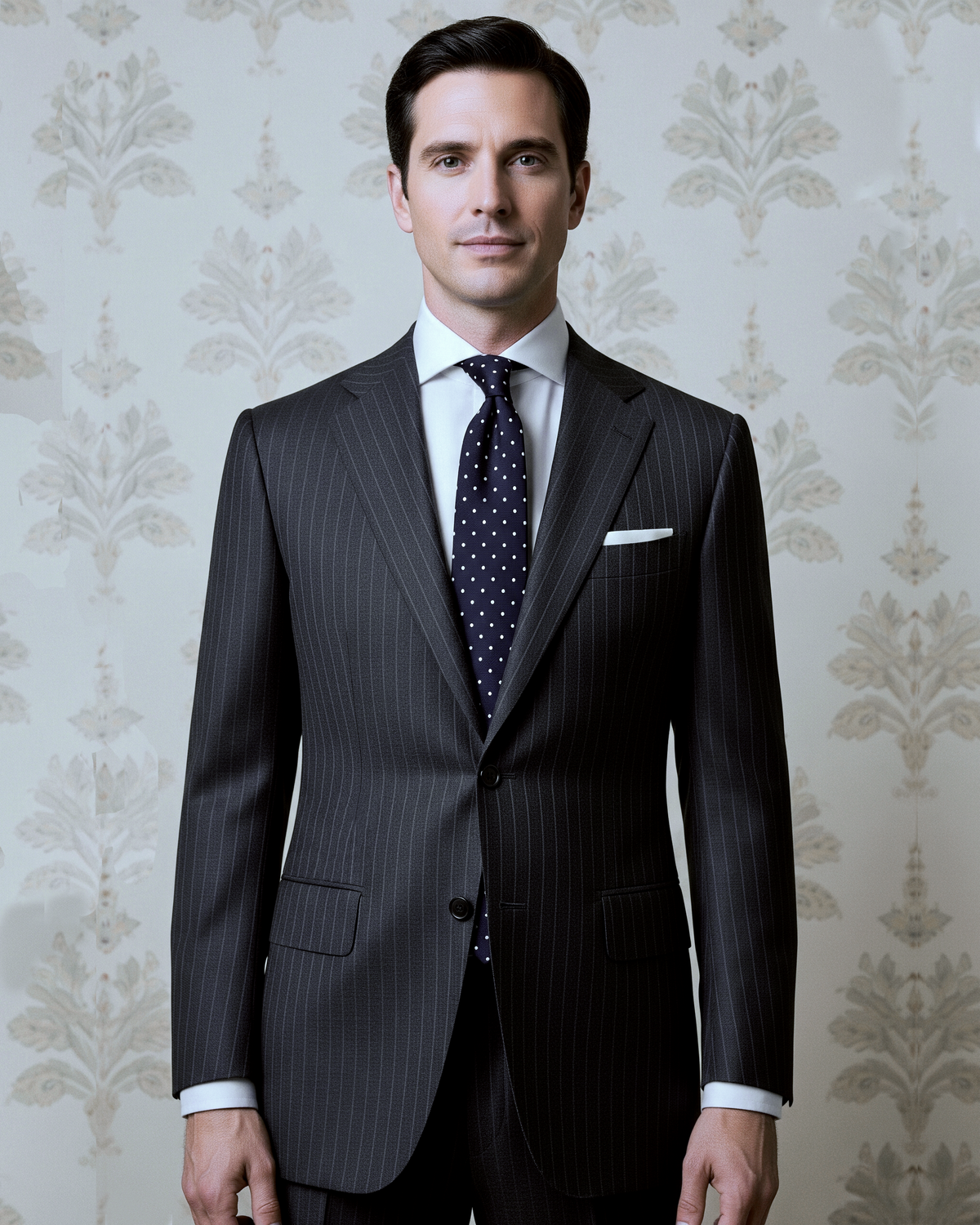 Dark Grey Wool Pinstripes Suit - 1