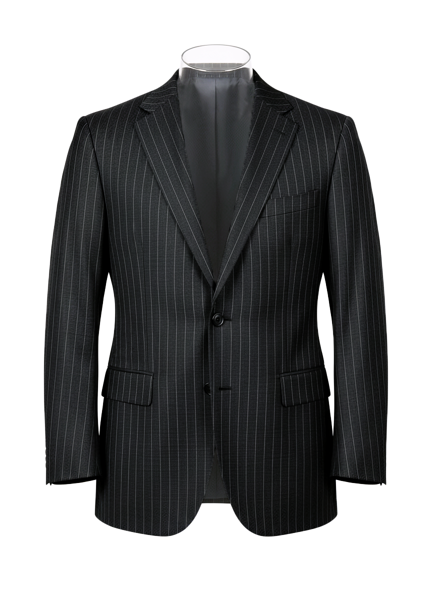 Dark Grey Wool Pinstripes Suit - 13