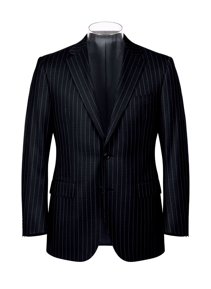 Navy Wool Pinstripes Suit - 15